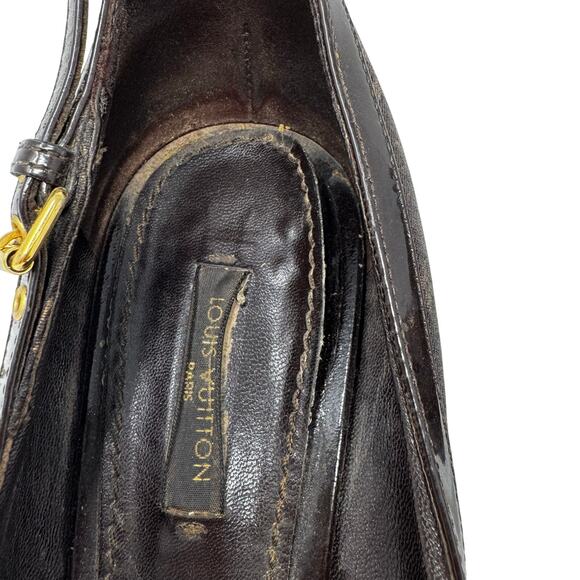 Louis Vuitton Monogram Buckle Pumps Brown Canvas Logo Stiletto Heels 38.5 EU - Picture 9 of 13